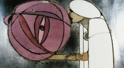 Armário branco projetado para a Sra. Rowat, 1902 (madeira, vitral, esmalte) de Charles Rennie Mackintosh