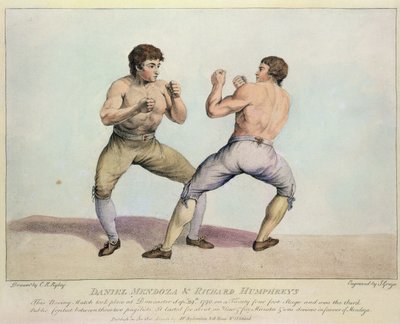 Encaixotamento do fósforo entre Daniel Mendoza e Richard Humphreys, 29 de setembro de 1790 (gravura colorida mão) de Charles Reuben Ryley