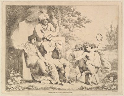 Three Putti Dancing to a Piper, 1 de março de 1780. de Charles Reuben Ryley
