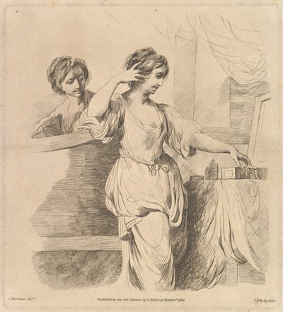 Mulher em seu banheiro, 1 de março de 1780. de Charles Reuben Ryley