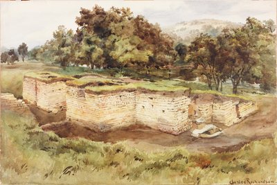 Chesters Bath House do Sudoeste (bodycolour, lápis e wc no papel) de Charles Richardson
