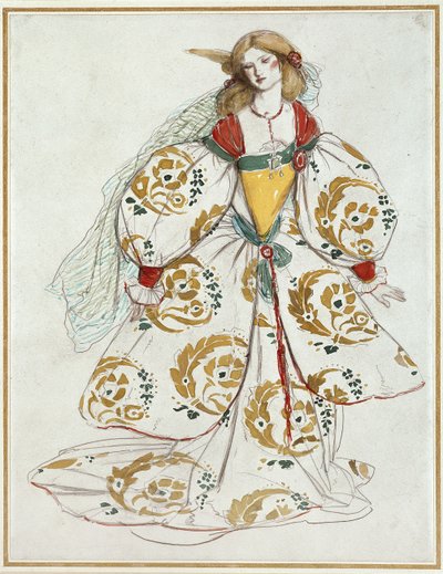 Figurino (aquarela sobre grafite em papel branco) de Charles Ricketts