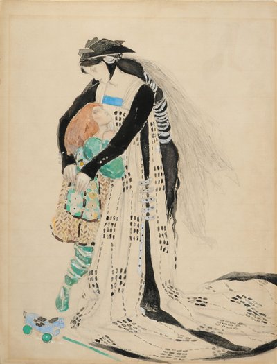 Figurino para a morte dos Tintagiles, 1912 (wc no papel) de Charles Ricketts