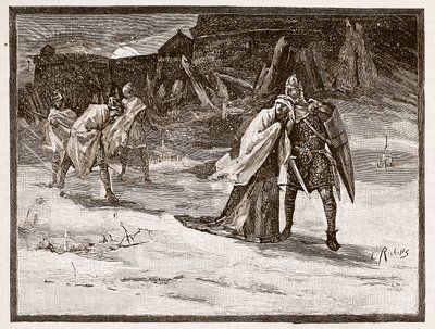 Vôo de Matilda do Castelo de Oxford, ilustração de &39;História Ilustrada de Cassell da Inglaterra&39; (foto sépia) de Charles Ricketts