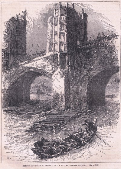 Vôo da Rainha Eleanor: cena na ponte de Londres AD 1263 de Charles Ricketts