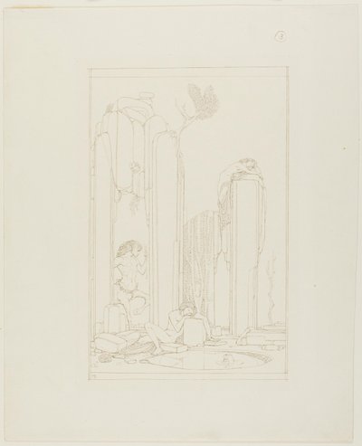 Narciso junto à piscina; ilustração para "O Discípulo" de Oscar Wilde de Charles Ricketts