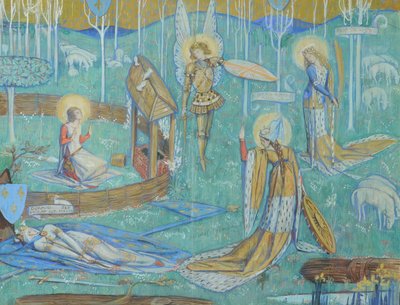 Santa Joana e suas vozes, c.1924 (wc no papel) de Charles Ricketts