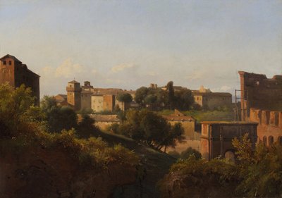 Vista do Coliseu e do Arco de Constantino do Palatino, ca. 1822-24. de Charles Rémond