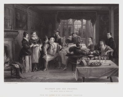 Falstaff and His Friends (gravura) de Charles Robert (after) Leslie