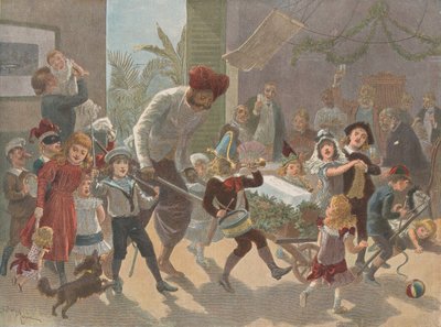 The Yule Log in India - Bringing in the Ice, de The Graphic Christmas Numb..., 2 de dezembro de 1889. de Charles Roberts