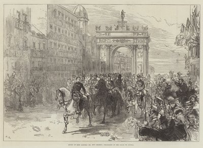Entrada do rei Alfonso XII em Madri, procissão na Calle de Alcala de Sir John Charles Robinson