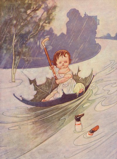 Nunca chove mas chove a cântaros (litografia a cores) de Charles Robinson