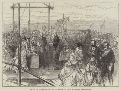 Colocando a pedra fundamental do asilo para idiotas em Knowle, Warwickshire de Sir John Charles Robinson