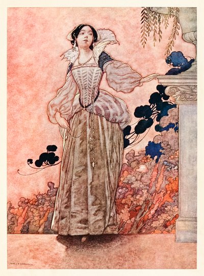 "As sobrancelhas de minha senhora são negras como corvo" de "Of His Lady Love" em The Songs and Sonnets of William Shakespeare de Charles Robinson