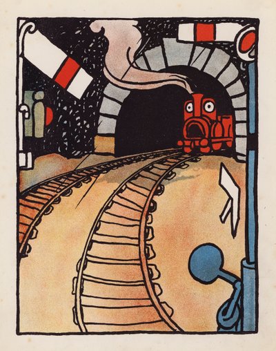 Disparate: Motor com medo de sair à chuva (litografia a cores) de Charles Robinson