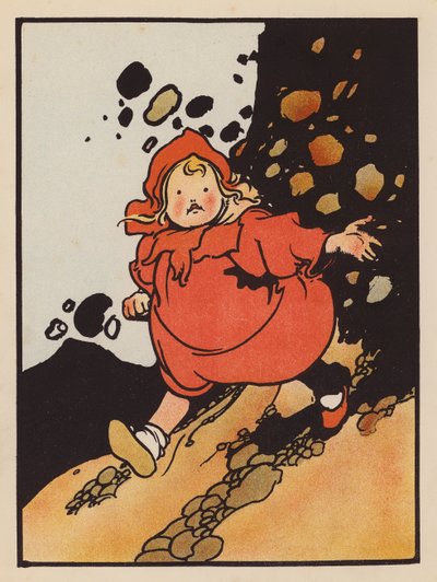 Disparates: Rapariga que não consegue subir a colina (litografia a cores) de Charles Robinson