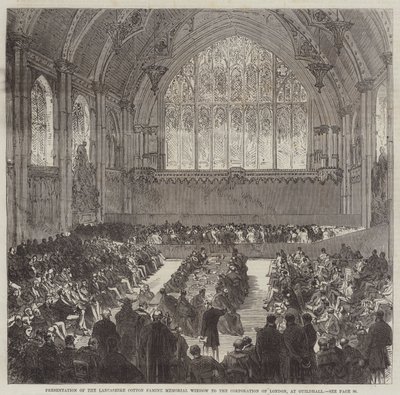 Apresentação da Janela Memorial da Fome de Lancashire Cotton à Corporação de Londres, em Guildhall de Sir John Charles Robinson