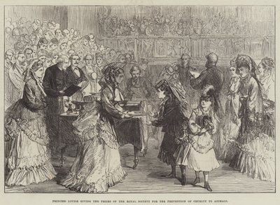 Princesa Louise dando os prêmios da Sociedade Real para a Prevenção da Crueldade aos Animais de Sir John Charles Robinson