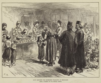 Cozinha de sopa para camponeses desabrigados em Belgrado de Sir John Charles Robinson