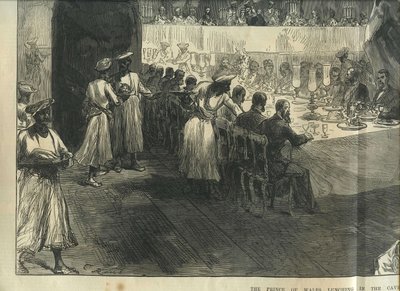 O Príncipe de Gales almoça nas grutas de Elephanta de Charles Robinson