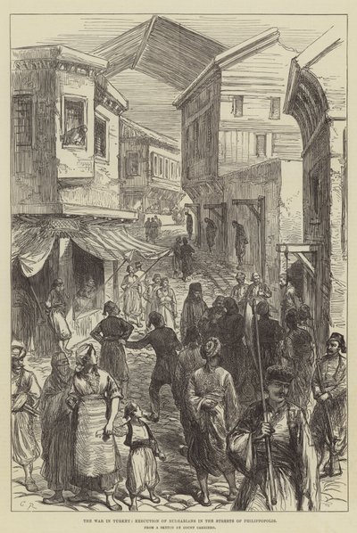 A guerra na Turquia, a execução de búlgaros nas ruas de Philippopolis de Sir John Charles Robinson
