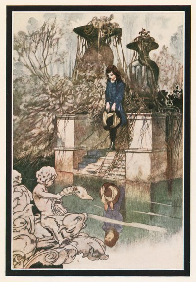 Havia árvores. . . e uma grande piscina com uma antiga fonte cinza em seu meio de Charles Robinson