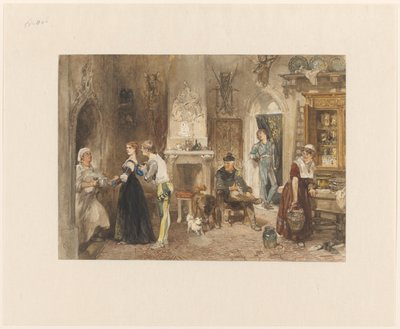 Servidores de um castelo unidos numa antecâmara de Charles Rochussen