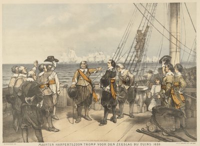 Maarten Tromp antes do início da batalha em Duins, 1639 Maarten Harpertszoon Tromp, antes da batalha naval em Duins 1639 (título no objeto) de Charles Rochussen