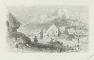 Inundação em Lith Desastre de inundação 1855 (título da série) de Charles Rochussen