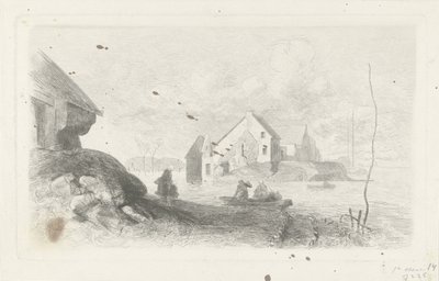 Inundação em Lith Desastre de inundação 1855 (título da série) de Charles Rochussen