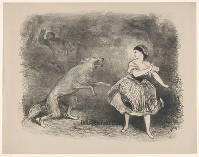 Cena de ballet Little Red Riding Hood and the Wolf
Anúncios de ballets e peças de teatro no Teatro da Cidade de Amesterdão (título da série) de Charles Rochussen