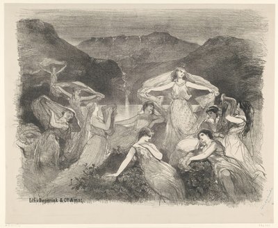 Cena do ballet Zélie ou o véu mágico
Anúncios de ballets e peças de teatro no Teatro da Cidade de Amesterdão (título da série) de Charles Rochussen