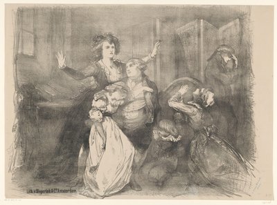 Cena do drama de palco Maria Antonieta
Anúncios de ballets e peças de teatro no Teatro da Cidade de Amesterdão (título da série) de Charles Rochussen