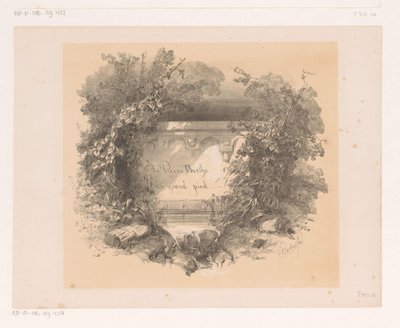 Título na parede na paisagem Página de rosto para: Jacques Collin de Plancy, La Reine Berthe au grand pied, 1842 de Charles Rochussen