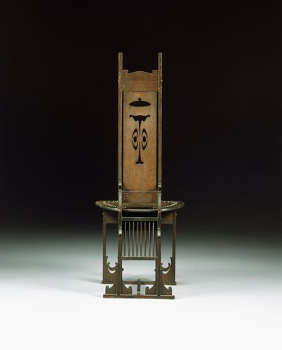 Uma cadeira lateral, com design perfurado, c.1899 (carvalho esculpido) de Charles Rohlfs