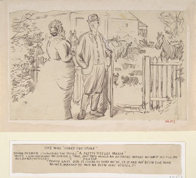 Ela estava arrependida de ter falado, 1870-1891. de Charles Samuel Keene