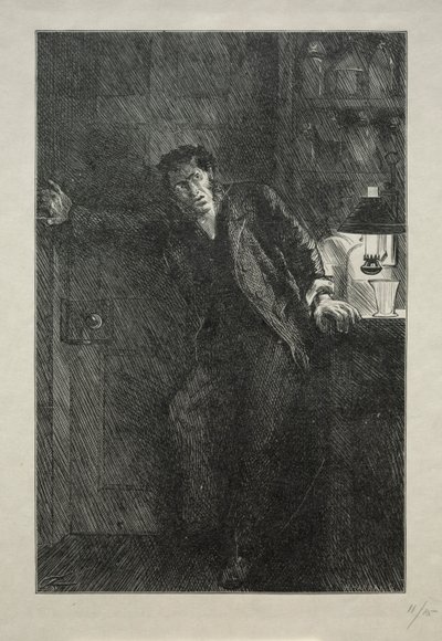 O Casaco com Forro de Pele, 1869. de Charles Samuel Keene