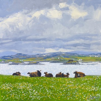 Dozing Sheep, Iona, 2015 (óleo sobre tela) de Charles Simpson