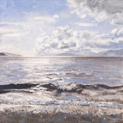 Mar cinzento, Ledaig, 2017 (óleo sobre tela) de Charles Simpson
