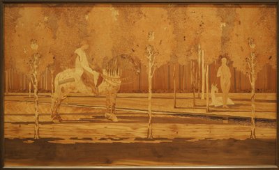 A Senhora e o Unicórnio 1925 (Carvalho e marchetaria de várias madeiras) de Charles Spindler