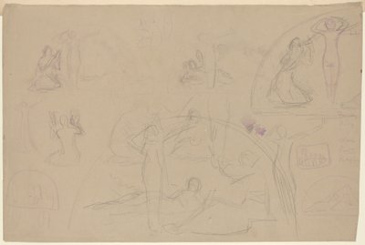 Estudos para uma Lunette [verso] de Charles Sprague Pearce