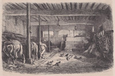 Um estábulo, de Magasin Pittoresque, ca. 1852. de Charles Tamisier