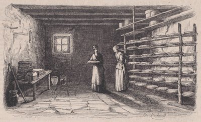 Uma fábrica de queijos, de Magasin Pittoresque, ca. 1852. de Charles Tamisier