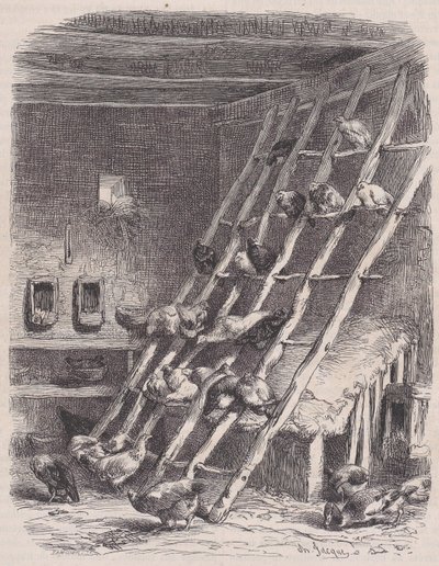Visita a uma Fazenda - The Roost, de Le Magasin Pittoresque, ca. 1852. de Charles Tamisier