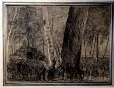 Revolução Francesa: "O corpo de Jean-Paul Marat (1743-1793) enterra no jardim dos Cordeliers" Desenho de Charles Thevenin (1764-1838) 1793 Versailles, Musee Lambinet de Charles Thevenin