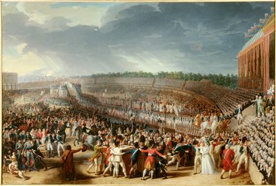 Revolução Francesa: "a festa da Federação a 14 de Julho de 1790 no Champ de Mars" Pintura de Charles Thevenin (1764-1838) 1790 Sun. 1,27x1,83 m Paris, Musee Carnavalet de Charles Thevenin