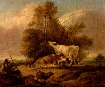 Paisagem, com, boiada, e, figuras de Charles Towne