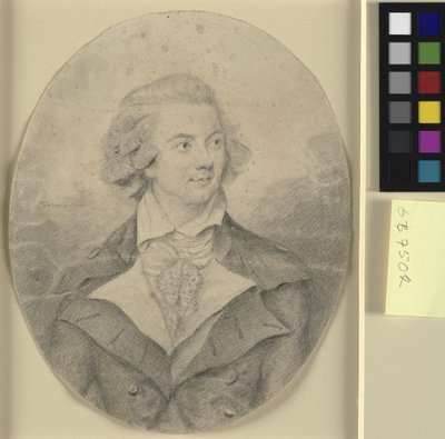 Retrato de cabeça e ombros de um homem, rosto cheio à direita em um oval de Charles Townley