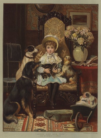 Doddy e seus animais de estimação (chromolitho) de Charles Trevor Garland