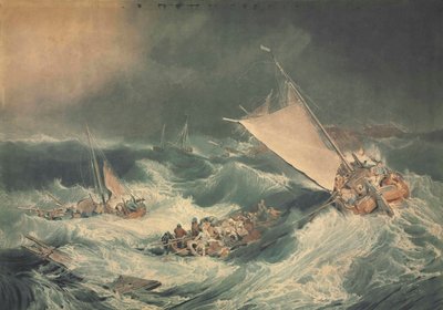 Um naufrágio com barcos tentando salvar a tripulação de Charles Turner